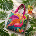Quilted Tote Bag - Rainbow Flamingo 4