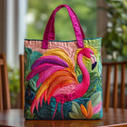 Quilted Tote Bag - Rainbow Flamingo 1